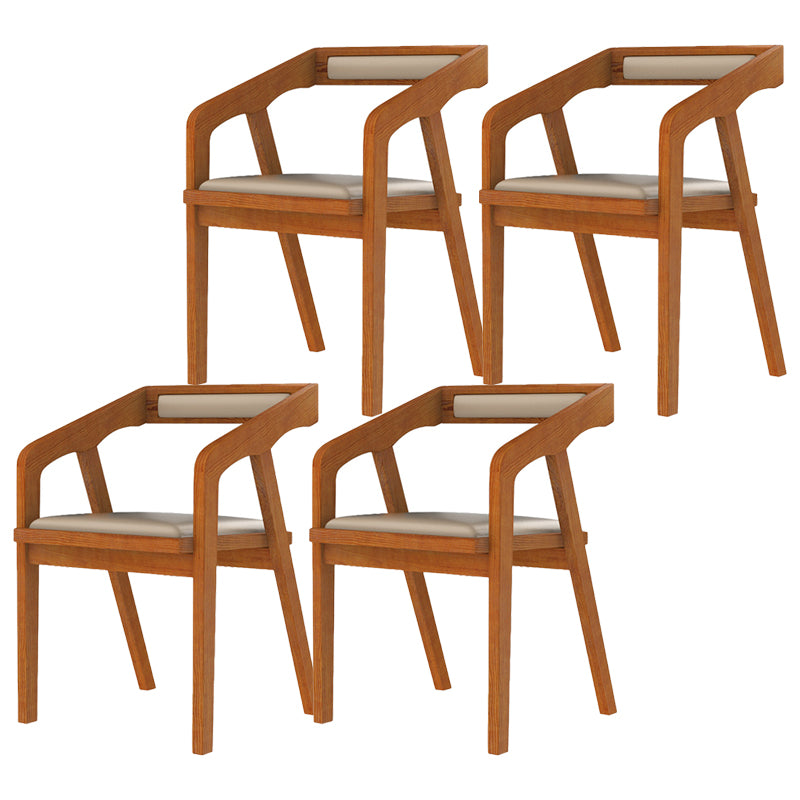Silla contemporánea con brazo de comedor, silla lateral con patas de madera para cocina