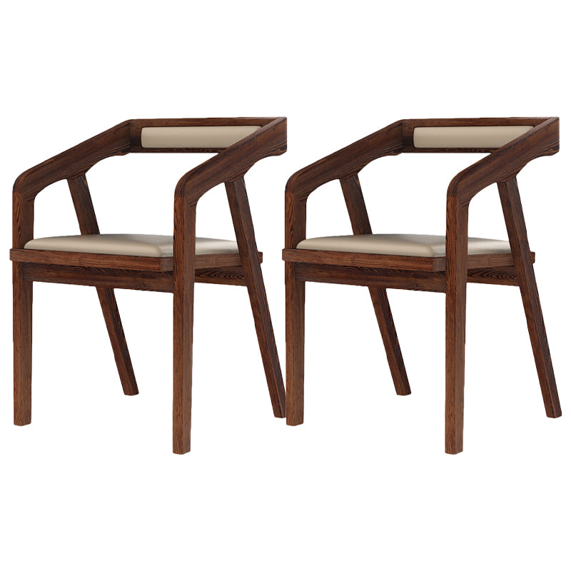 Silla contemporánea con brazo de comedor, silla lateral con patas de madera para cocina
