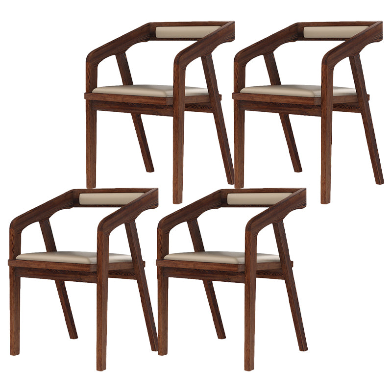 Silla contemporánea con brazo de comedor, silla lateral con patas de madera para cocina