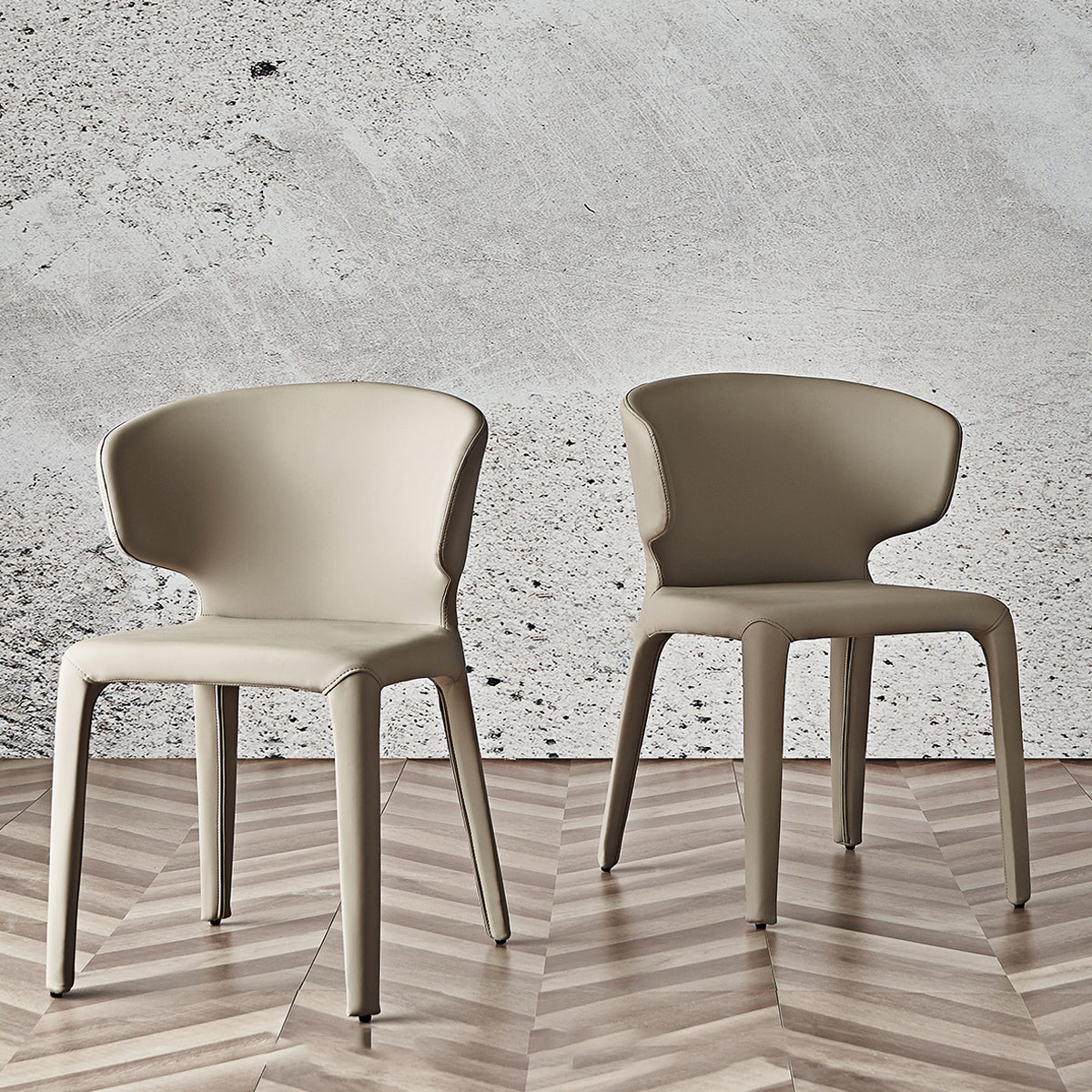 Silla de comedor moderna de piel sintética con respaldo lateral para uso doméstico