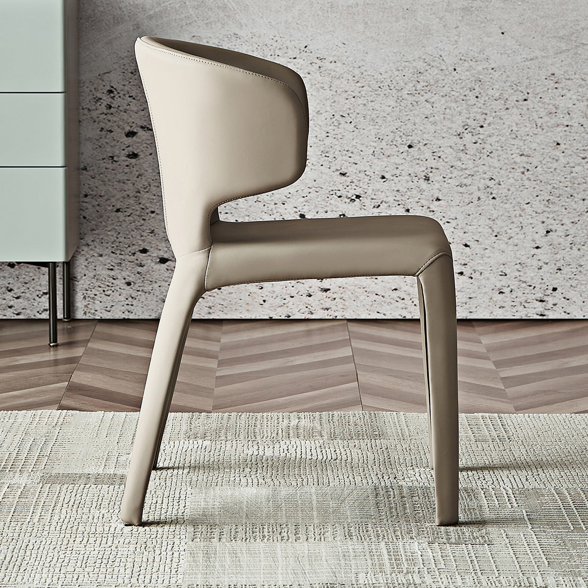 Silla de comedor moderna de piel sintética con respaldo lateral para uso doméstico