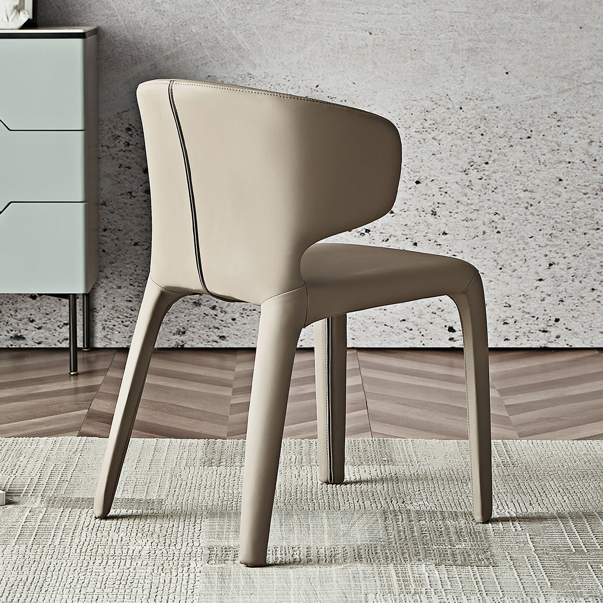 Silla de comedor moderna de piel sintética con respaldo lateral para uso doméstico
