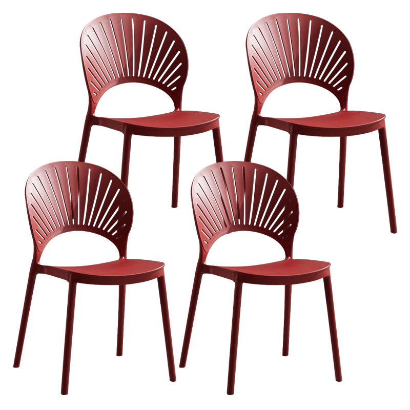 Silla de comedor escandinava de plástico, silla lateral con respaldo abierto para cocina