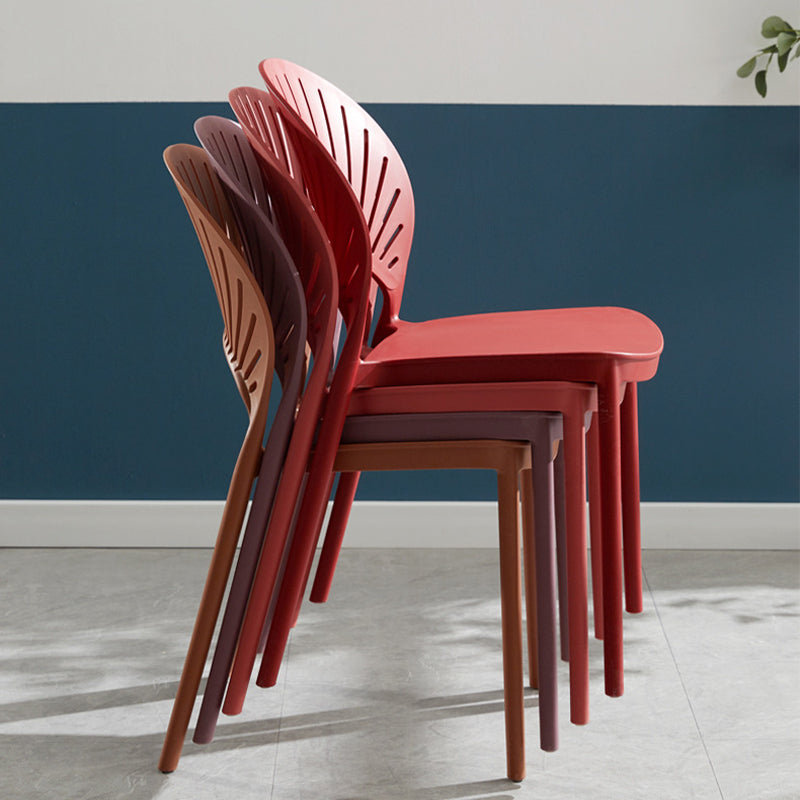 Silla de comedor escandinava de plástico, silla lateral con respaldo abierto para cocina
