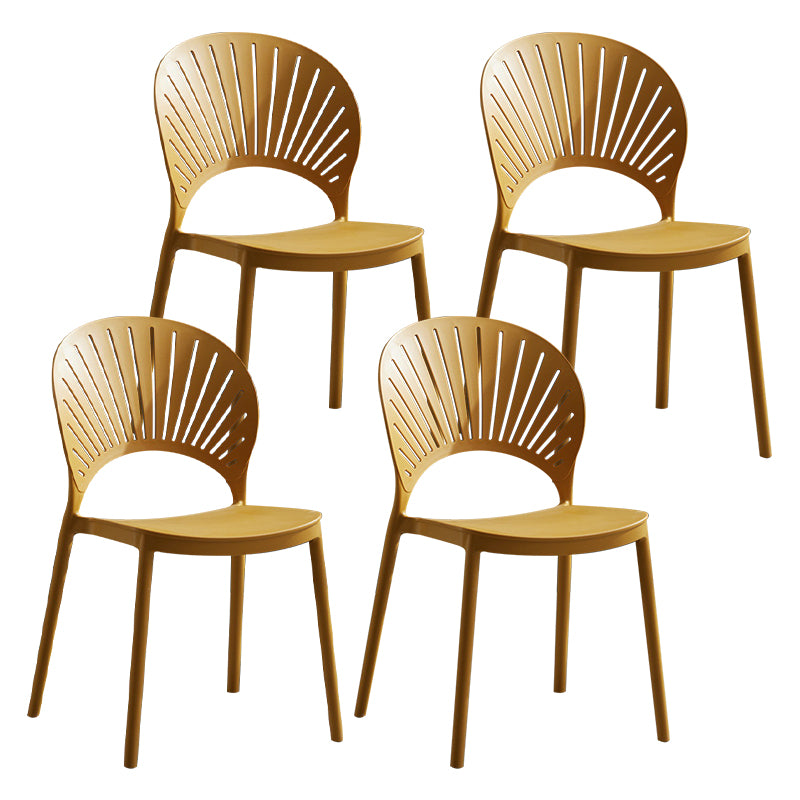 Silla de comedor escandinava de plástico, silla lateral con respaldo abierto para cocina