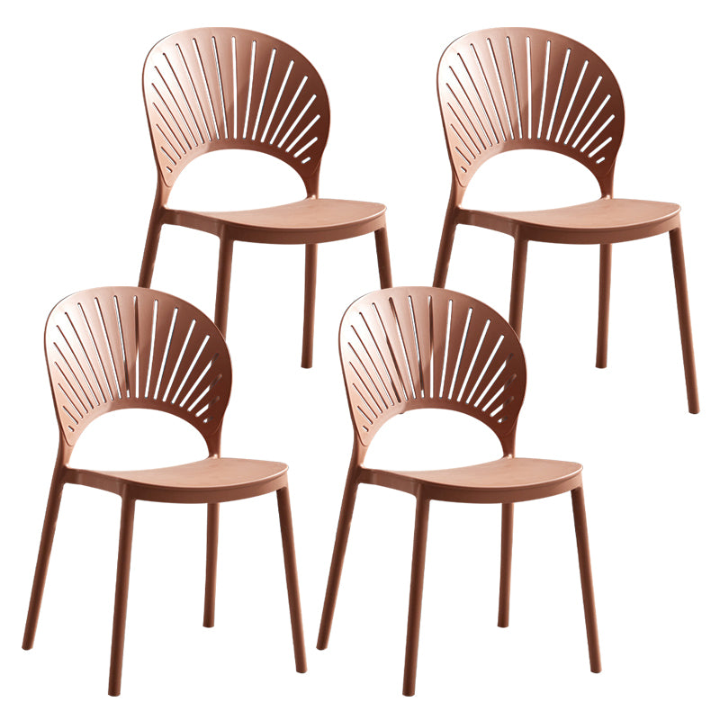 Silla de comedor escandinava de plástico, silla lateral con respaldo abierto para cocina