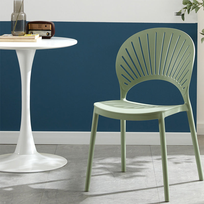 Silla de comedor escandinava de plástico, silla lateral con respaldo abierto para cocina