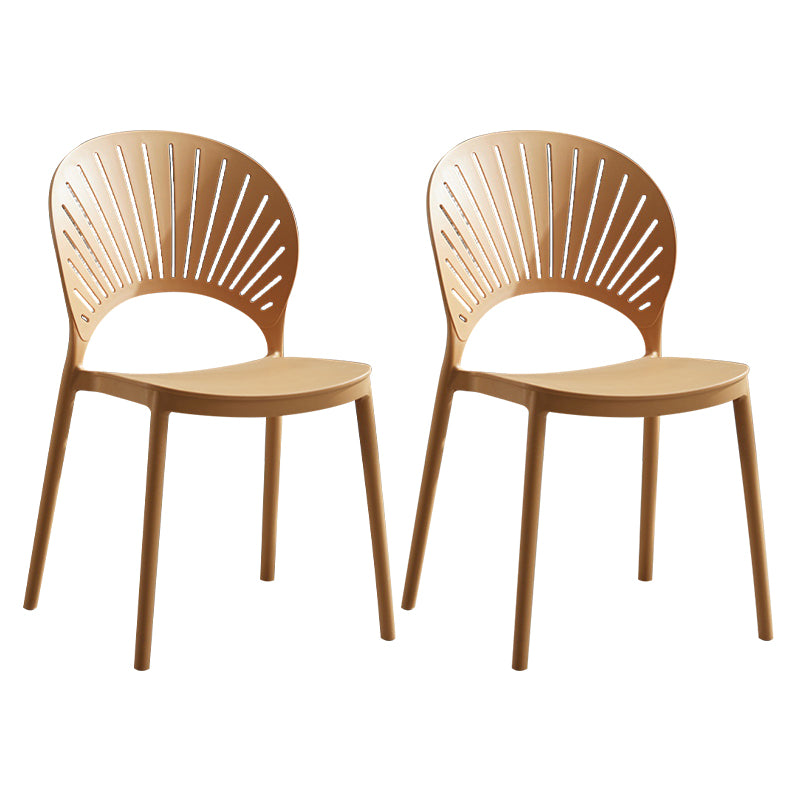 Silla de comedor escandinava de plástico, silla lateral con respaldo abierto para cocina