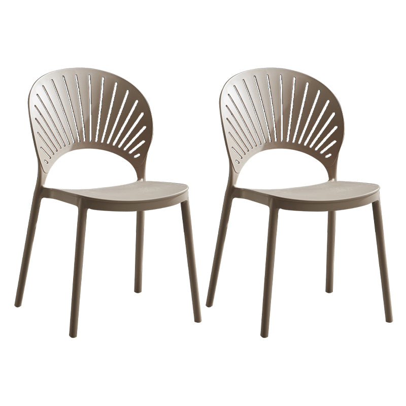 Silla de comedor escandinava de plástico, silla lateral con respaldo abierto para cocina