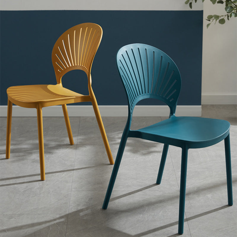 Silla de comedor escandinava de plástico, silla lateral con respaldo abierto para cocina