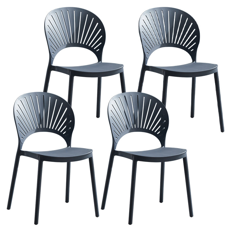 Silla de comedor escandinava de plástico, silla lateral con respaldo abierto para cocina