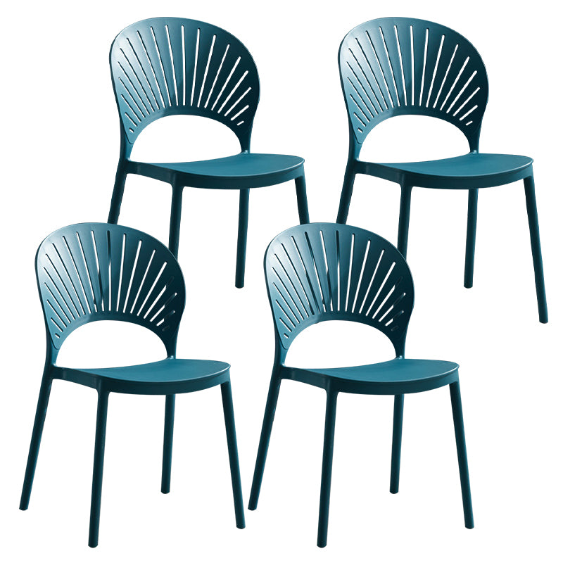 Silla de comedor escandinava de plástico, silla lateral con respaldo abierto para cocina