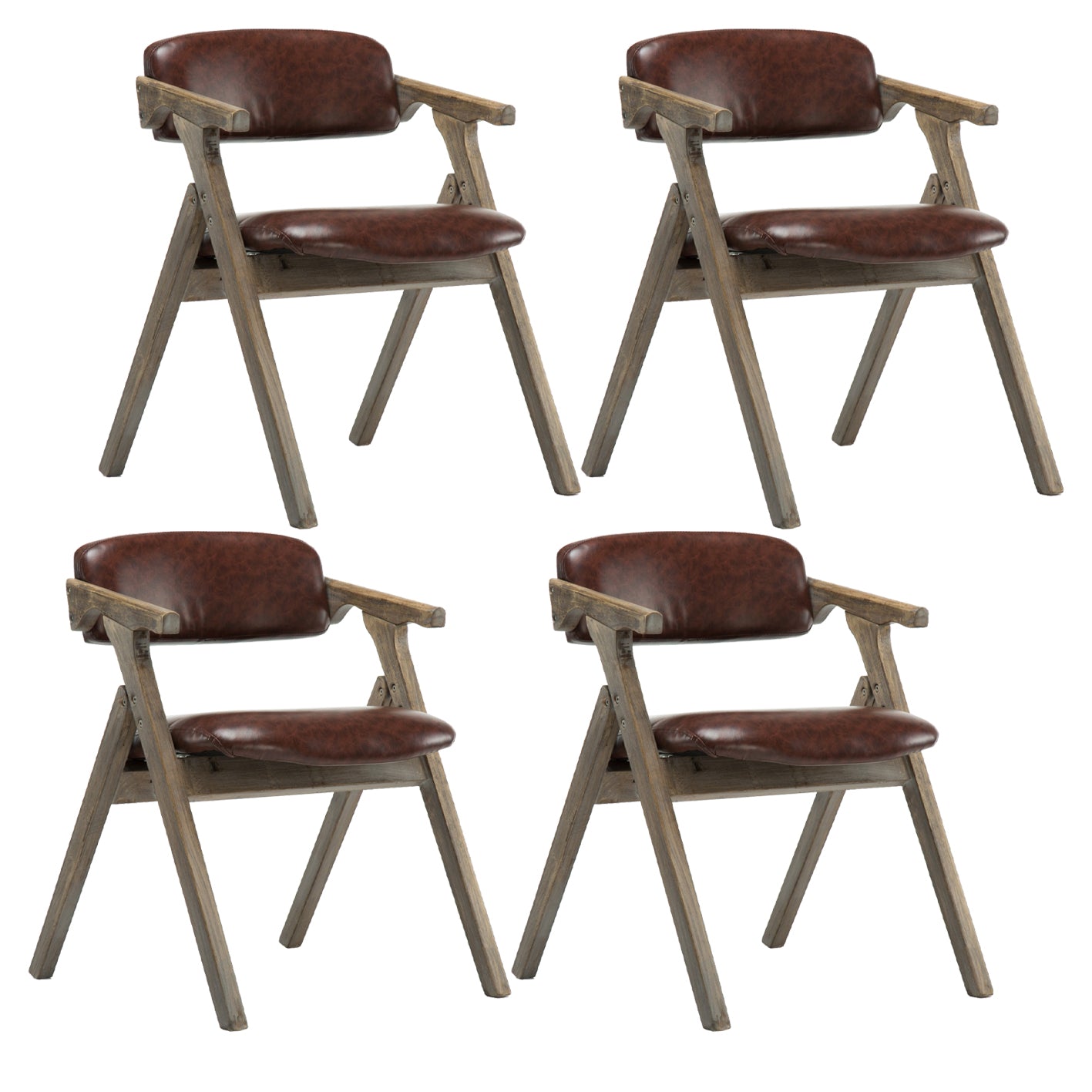 Silla lateral plegable de cuero moderna, silla de comedor con respaldo abierto y acabado mate