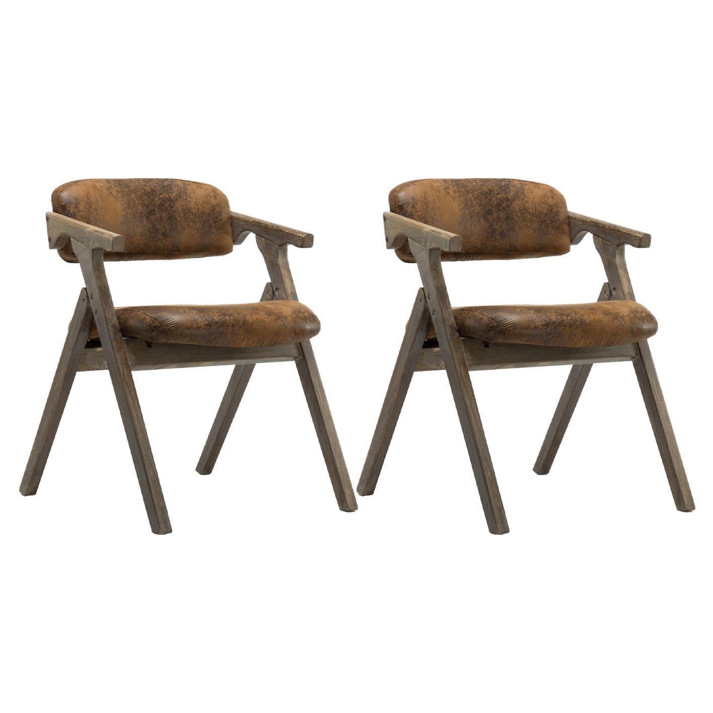 Silla lateral plegable de cuero moderna, silla de comedor con respaldo abierto y acabado mate