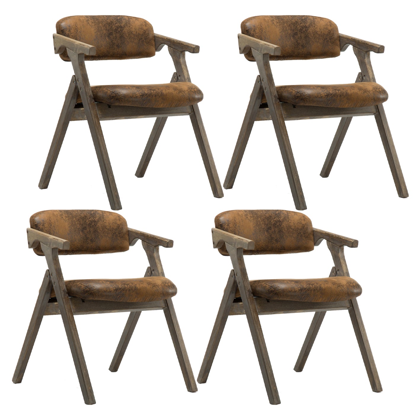 Silla lateral plegable de cuero moderna, silla de comedor con respaldo abierto y acabado mate
