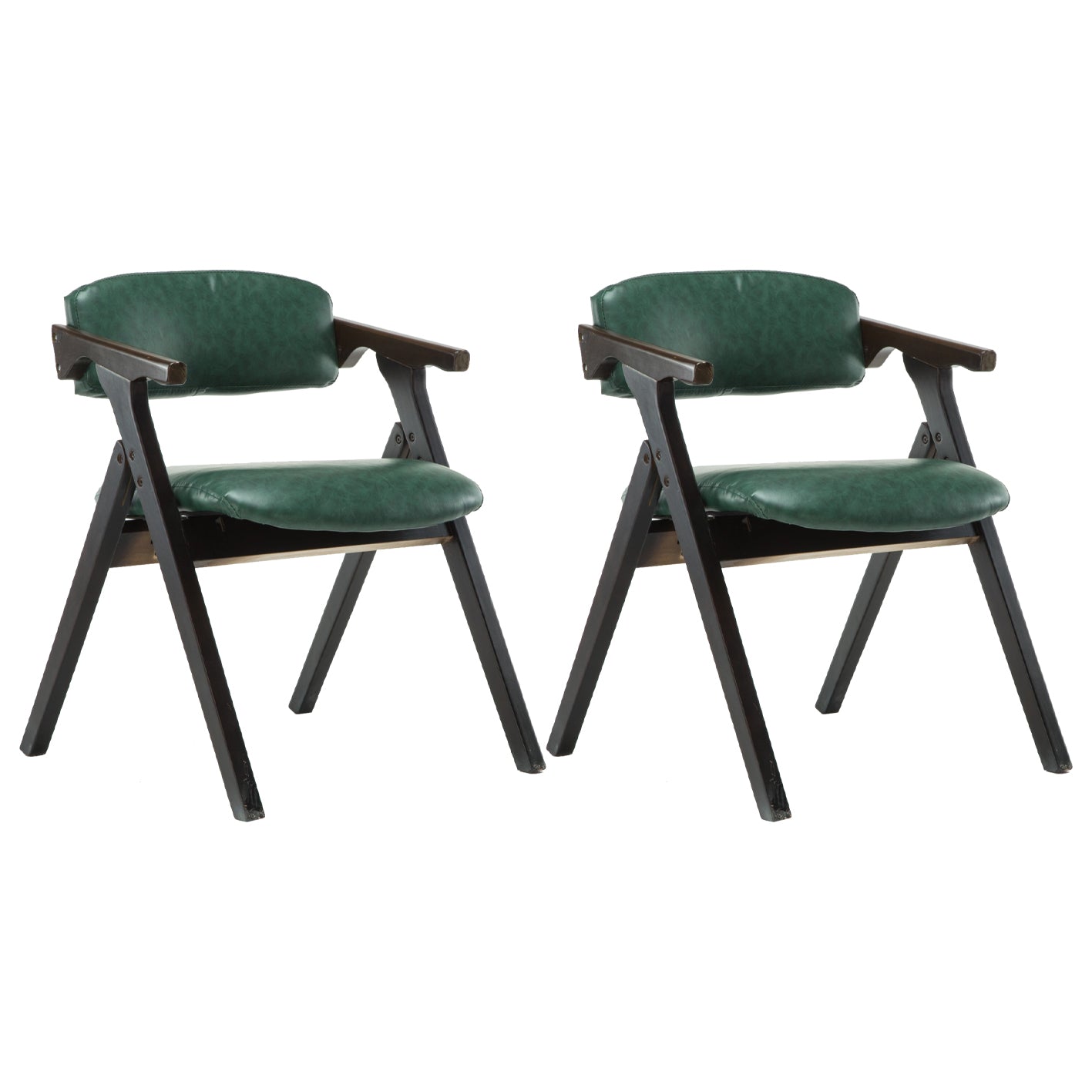 Silla lateral plegable de cuero moderna, silla de comedor con respaldo abierto y acabado mate