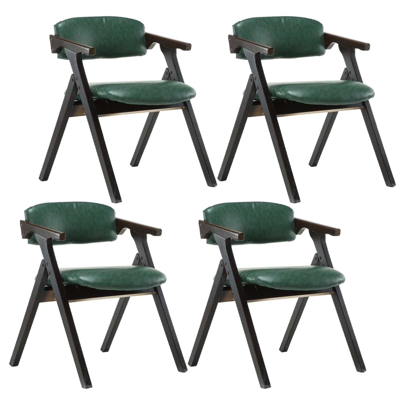 Silla lateral plegable de cuero moderna, silla de comedor con respaldo abierto y acabado mate