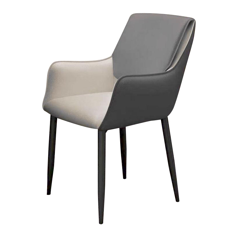 Silla de comedor con respaldo sólido y acabado mate de cuero moderno para sala de estar