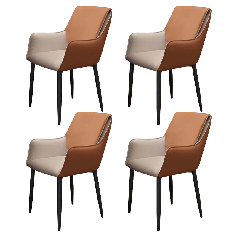 Silla de comedor con respaldo sólido y acabado mate de cuero moderno para sala de estar