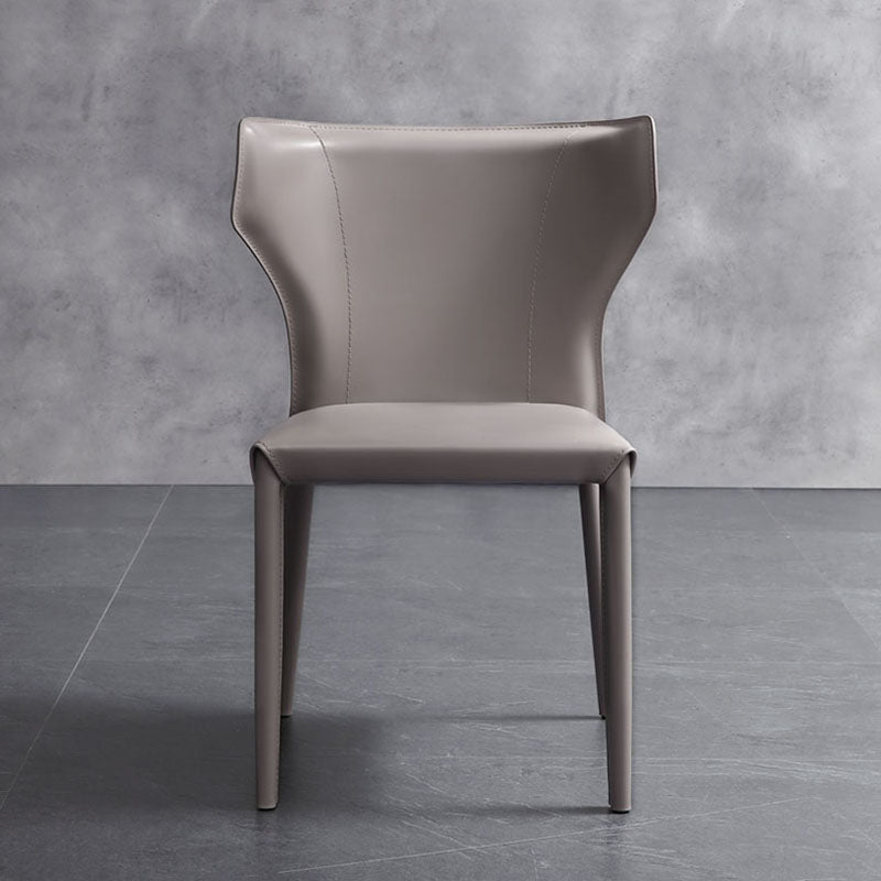 Silla de comedor de cuero moderna, silla lateral sin brazos con respaldo para uso doméstico