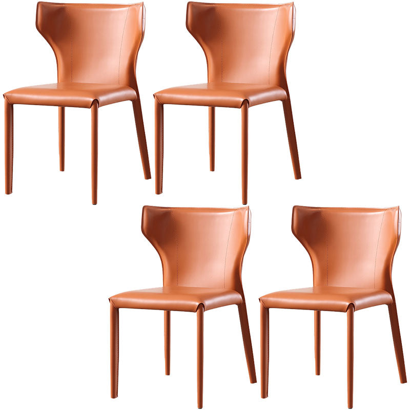 Silla de comedor de cuero moderna, silla lateral sin brazos con respaldo para uso doméstico