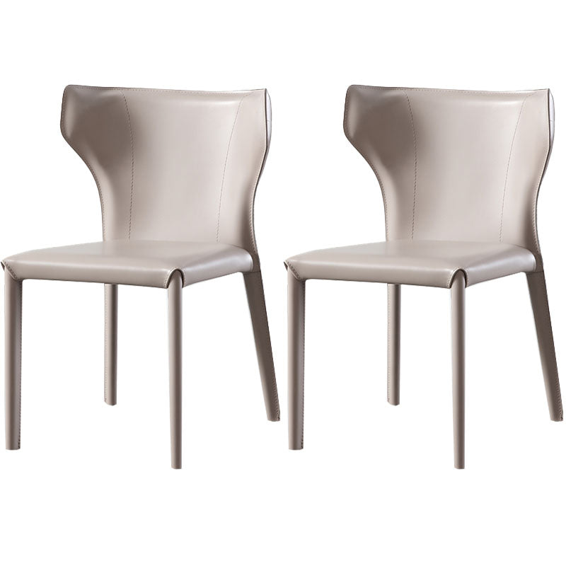 Silla de comedor de cuero moderna, silla lateral sin brazos con respaldo para uso doméstico