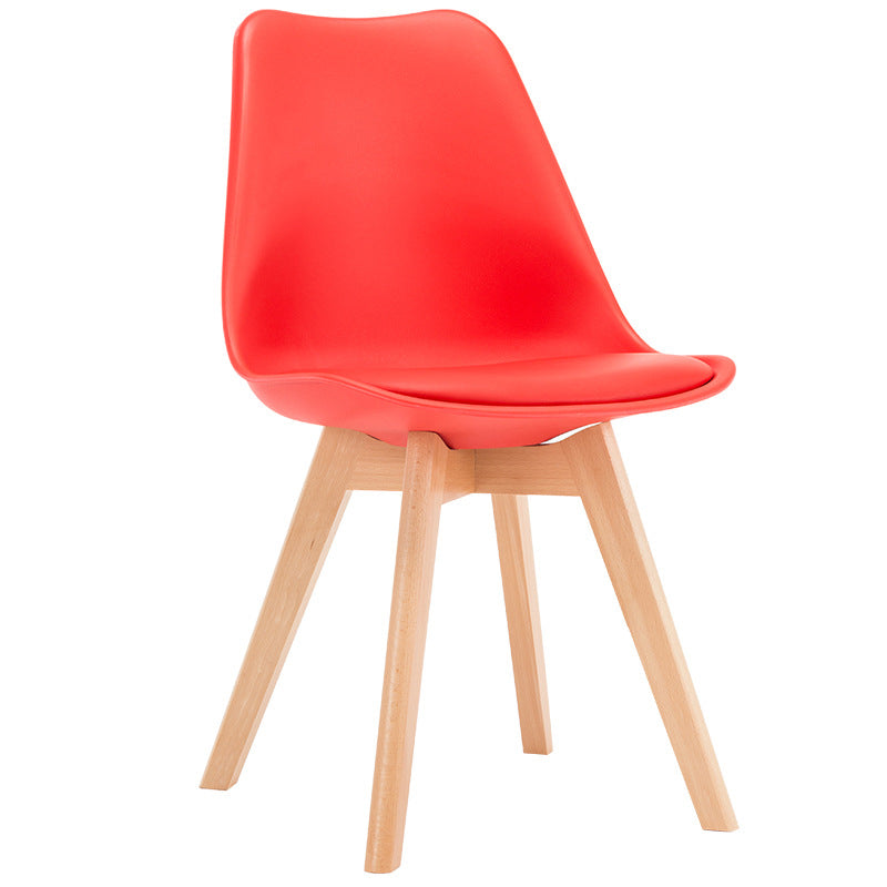 Sedia da pranzo in plastica moderna di faggio solido faggio, sedia da pranzo in plastica