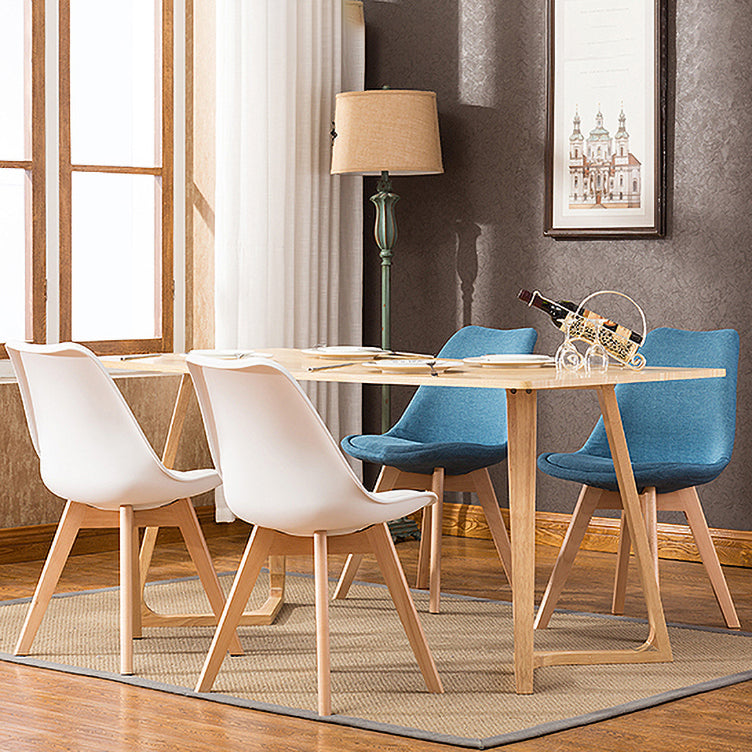 Sedia da pranzo in plastica moderna di faggio solido faggio, sedia da pranzo in plastica