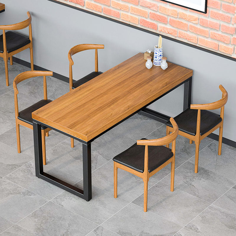 Natural Industrial 1/2/5/7 Pieces Dining Table Set Solid Wood Fixed Dining Table Furniture
