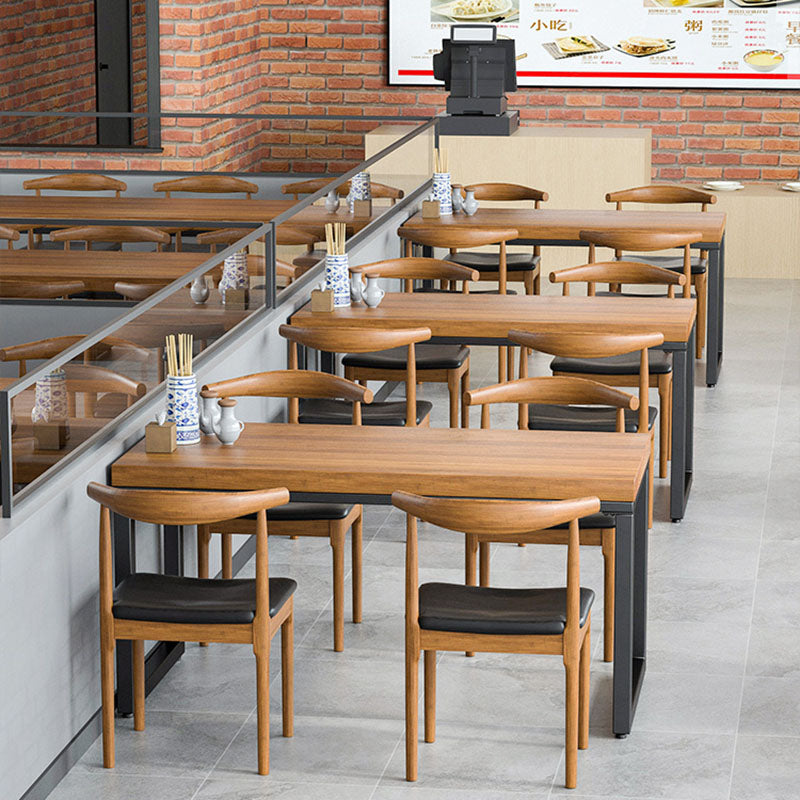 Natural Industrial 1/2/5/7 Pieces Dining Table Set Solid Wood Fixed Dining Table Furniture