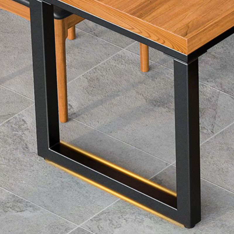 Natural Industrial 1/2/5/7 Pieces Dining Table Set Solid Wood Fixed Dining Table Furniture