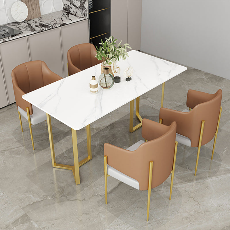 Nordic 1/4/5 Pieces Dining Set Sintered Stone Top Dining Table with Leather Chairs