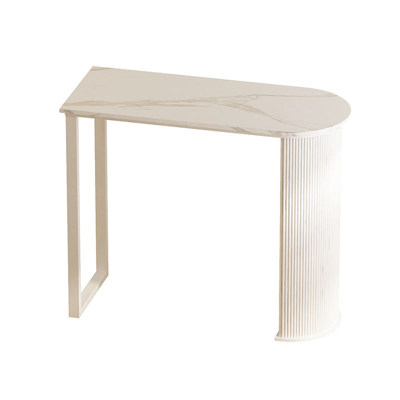 Modern White Marble Table Specialty Double Pedestal Table - 40.55" H