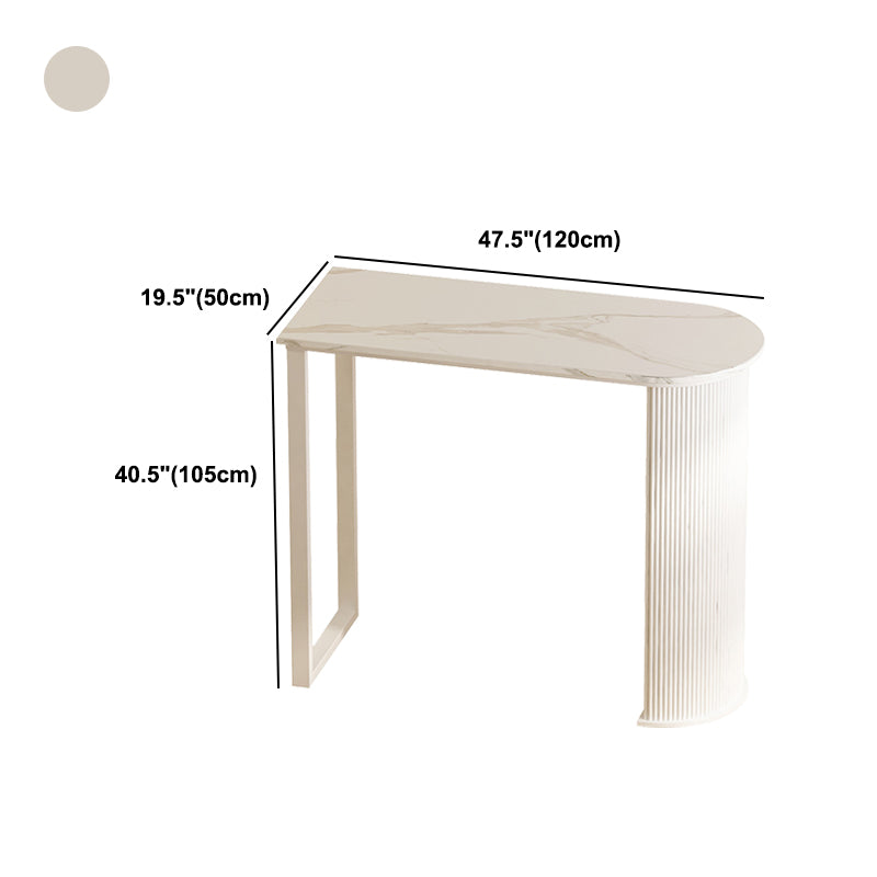 Modern White Marble Table Specialty Double Pedestal Table - 40.55" H