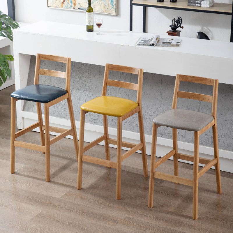 Modern Armless Backrest Counter Stool Wood Cafe Bar Stool with Cushion