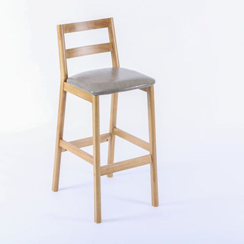 Modern Armless Backrest Counter Stool Wood Cafe Bar Stool with Cushion