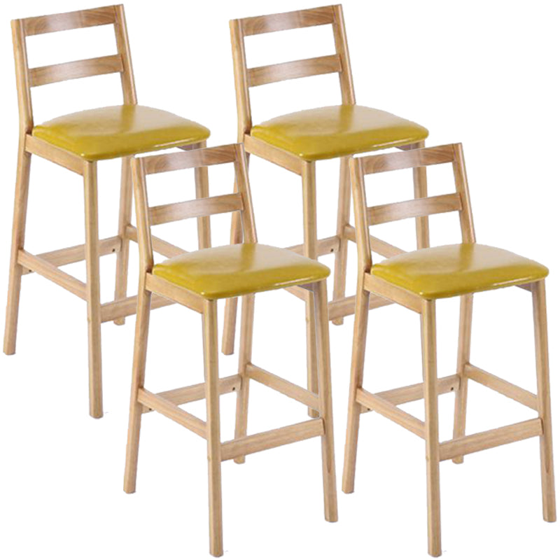 Modern Armless Backrest Counter Stool Wood Cafe Bar Stool with Cushion