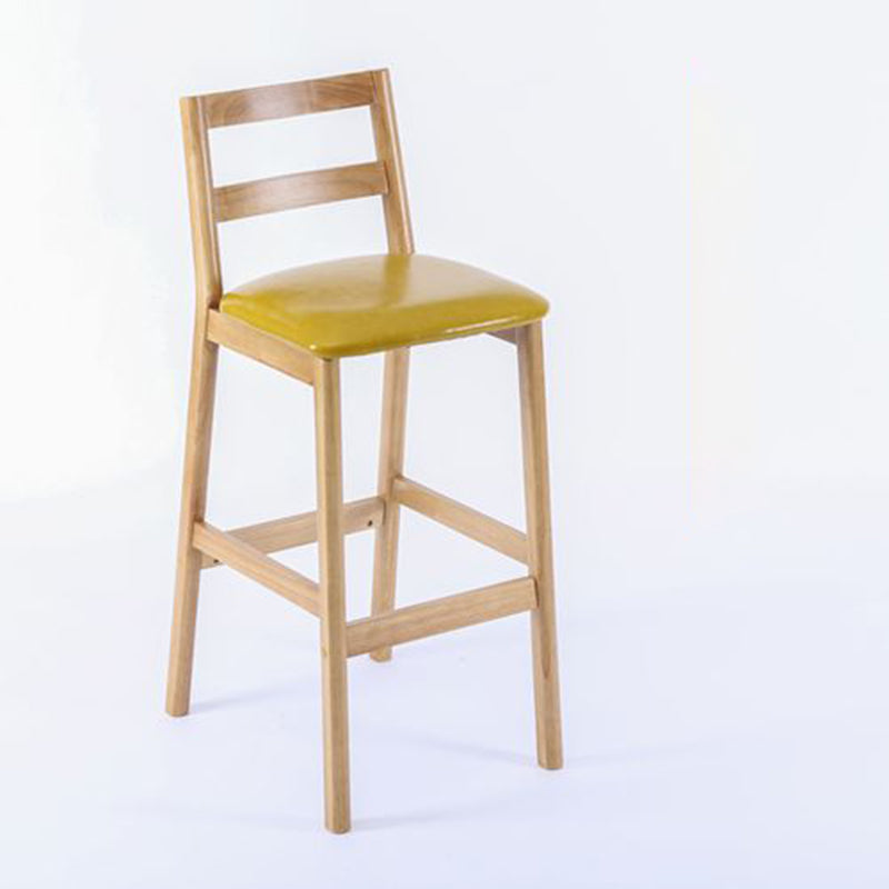 Modern Armless Backrest Counter Stool Wood Cafe Bar Stool with Cushion