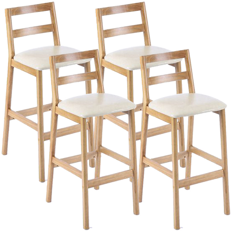Modern Armless Backrest Counter Stool Wood Cafe Bar Stool with Cushion