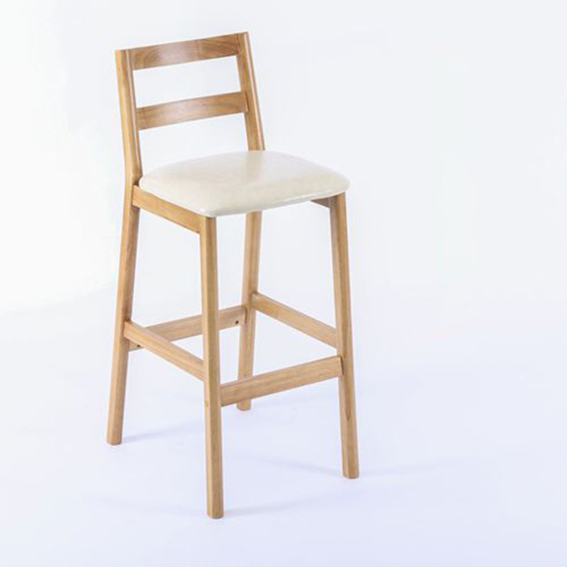 Modern Armless Backrest Counter Stool Wood Cafe Bar Stool with Cushion