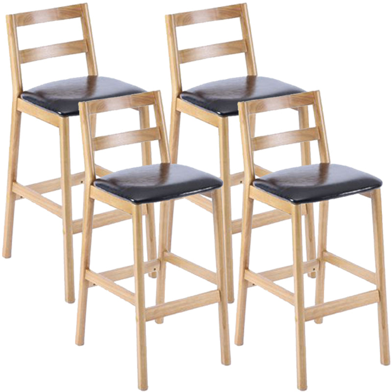 Modern Armless Backrest Counter Stool Wood Cafe Bar Stool with Cushion