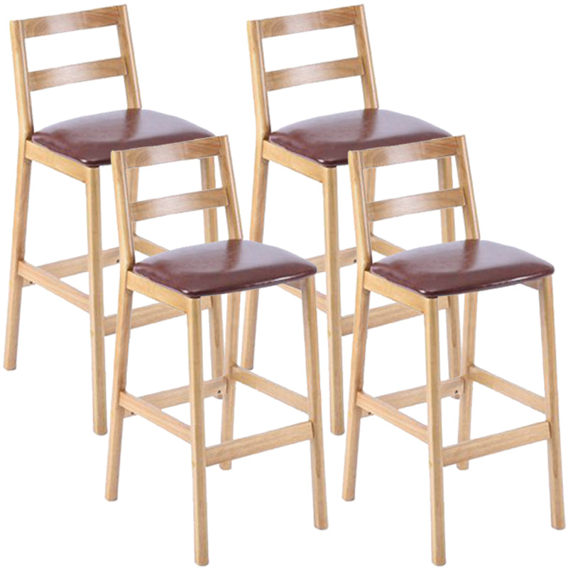 Modern Armless Backrest Counter Stool Wood Cafe Bar Stool with Cushion