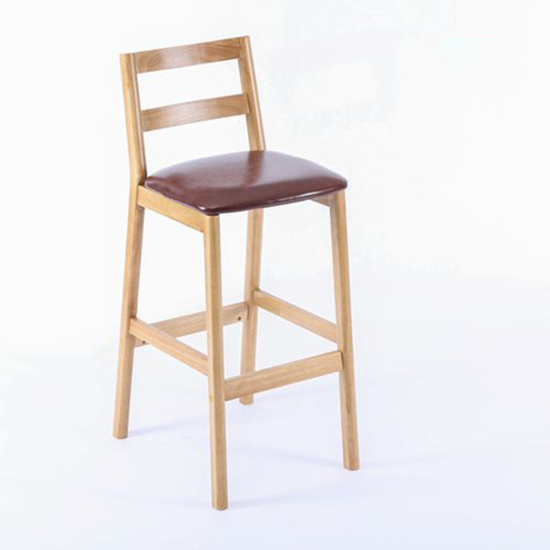 Modern Armless Backrest Counter Stool Wood Cafe Bar Stool with Cushion