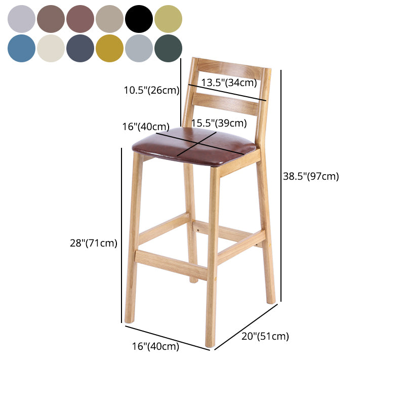 Modern Armless Backrest Counter Stool Wood Cafe Bar Stool with Cushion