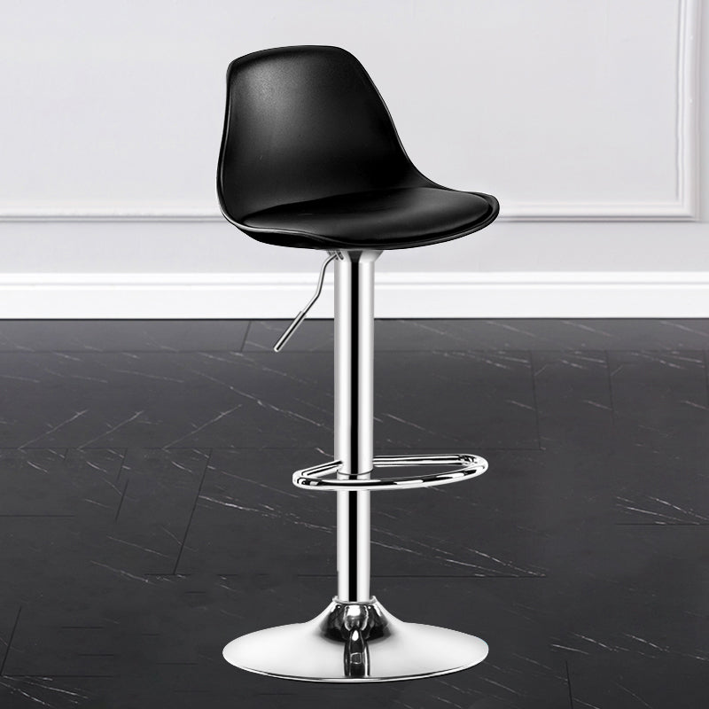 Taburete de bar interior giratorio contemporáneo de altura ajustable con respaldo bajo