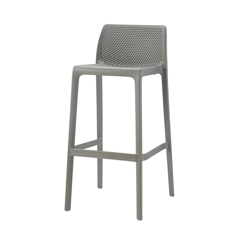 Barhocker aus Kunststoff im modernen Stil mit Fußstütze und stapelbarem, schlichtem Bistro-Barhocker