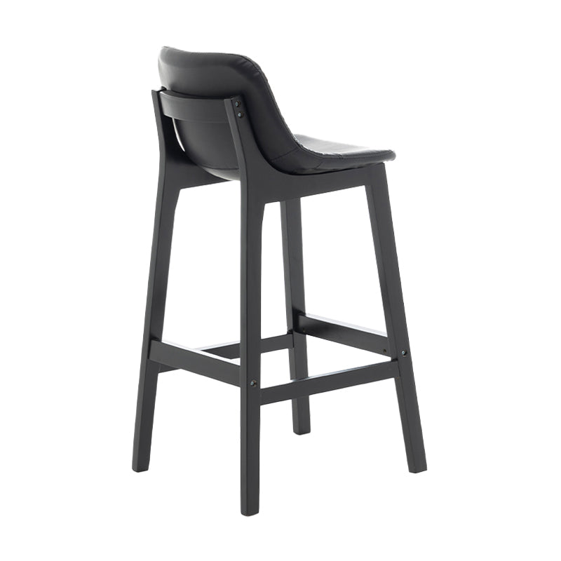 Taburete de bar de estilo escandinavo, asiento tipo cubo con patas de madera y respaldo bajo para barra de cocina