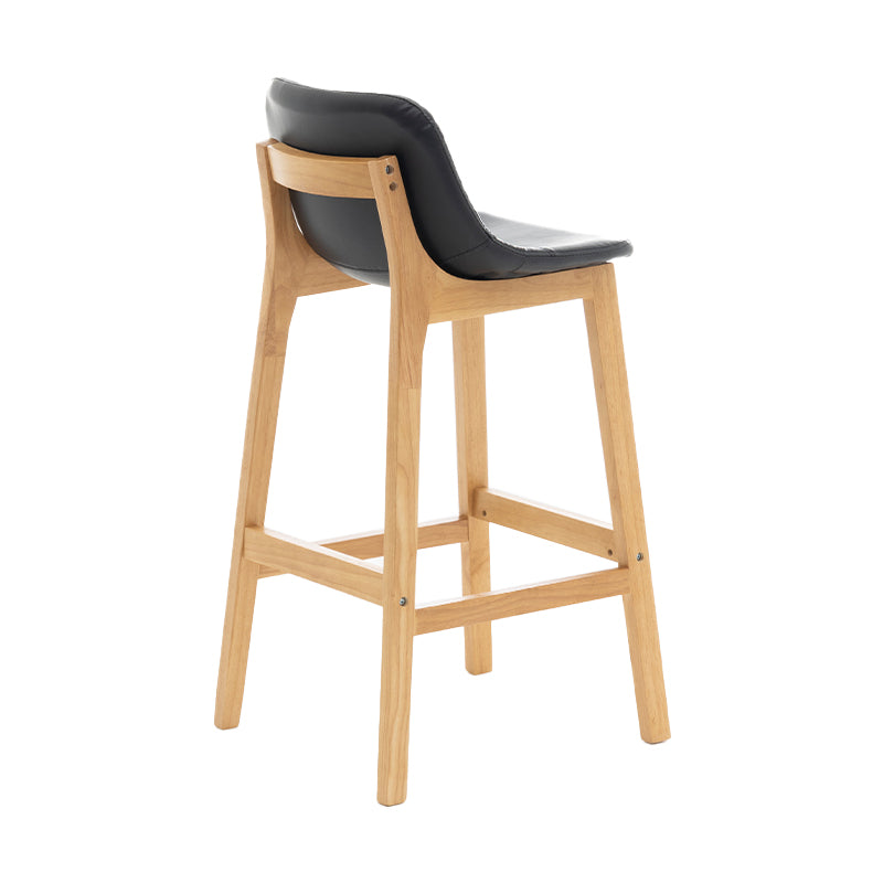 Taburete de bar de estilo escandinavo, asiento tipo cubo con patas de madera y respaldo bajo para barra de cocina