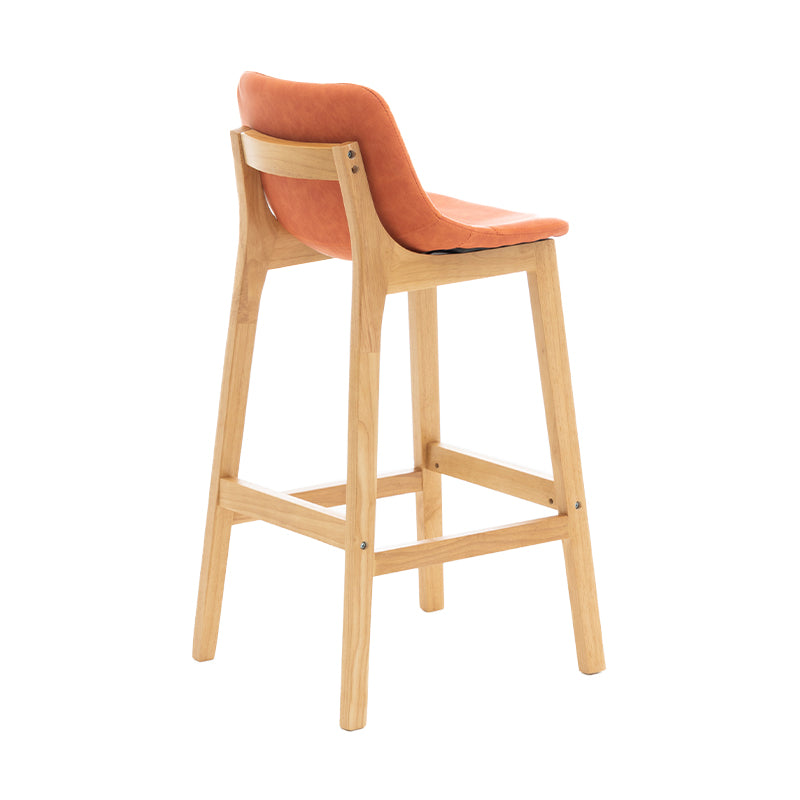 Taburete de bar de estilo escandinavo, asiento tipo cubo con patas de madera y respaldo bajo para barra de cocina