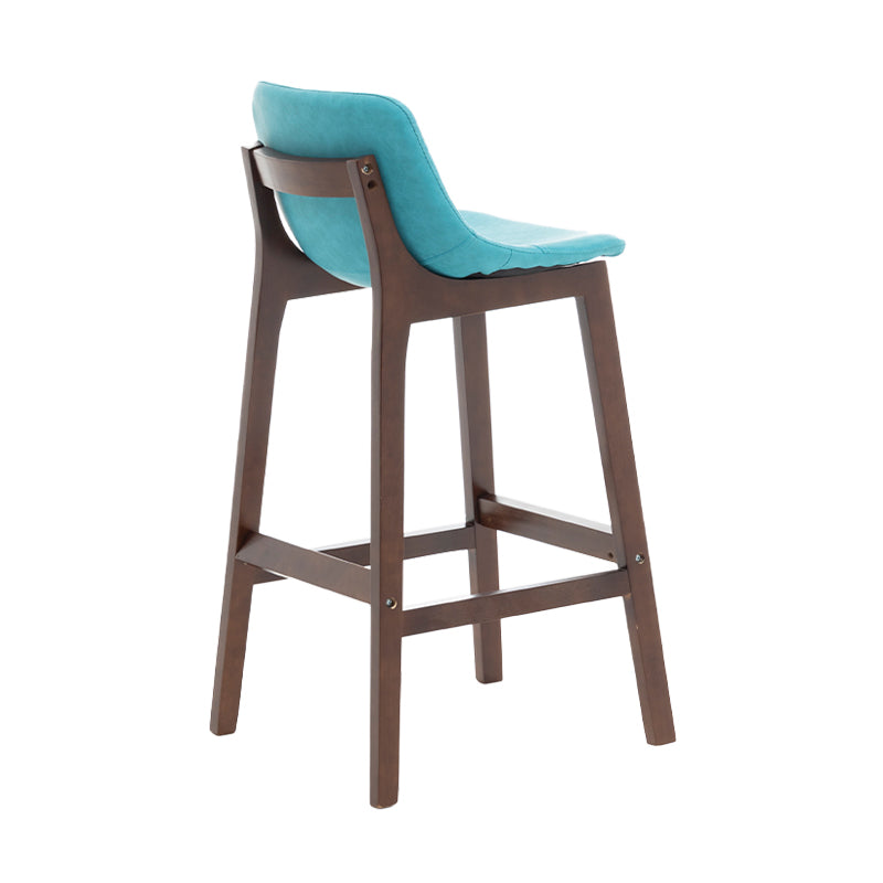 Taburete de bar de estilo escandinavo, asiento tipo cubo con patas de madera y respaldo bajo para barra de cocina
